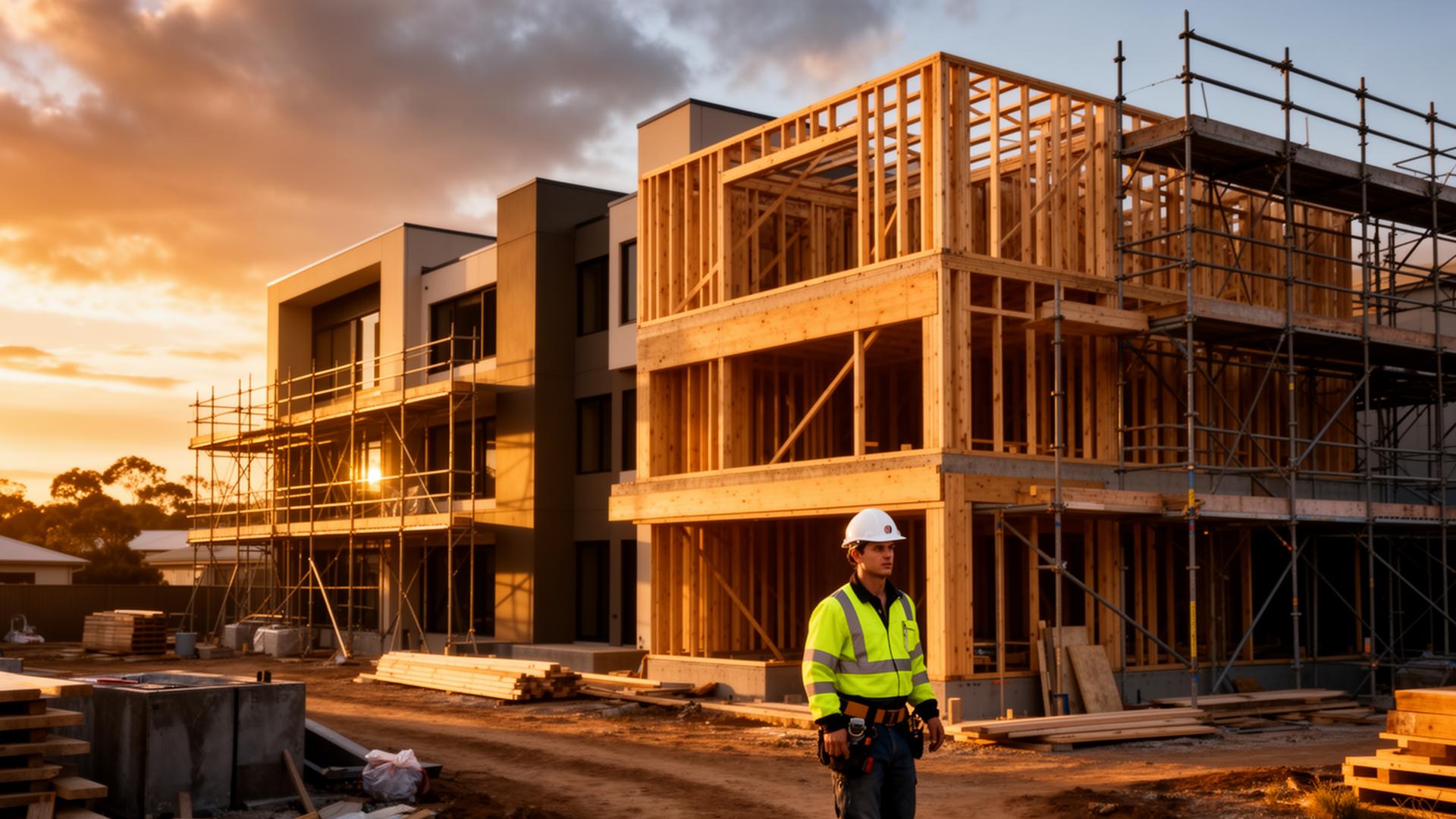 Build Mechanix construction site in South Australia at golden hour